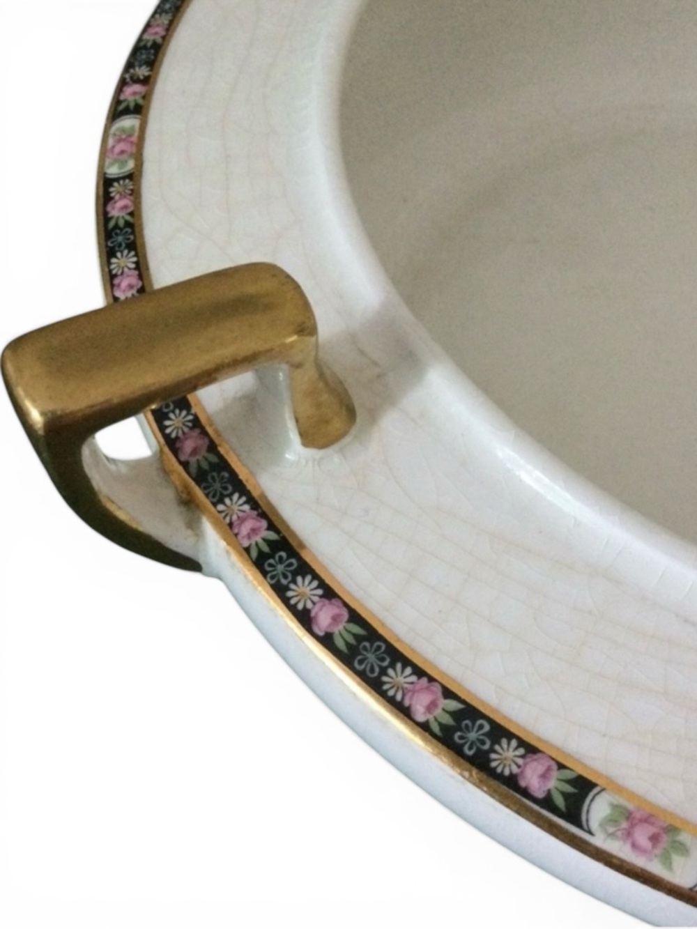 Antique 1920s HOMER LAUGHLIN Covered Serving Dish – Gold Trim Crackled Glaze EUC - Picture 7 of 15